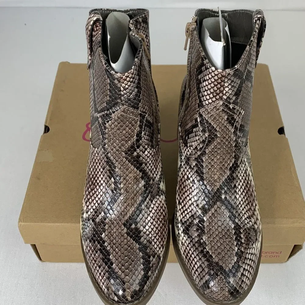 Sugar Womens‎ Tara Snakeskin Look Ankle Boots Sz 8 M Blush Multi Texture